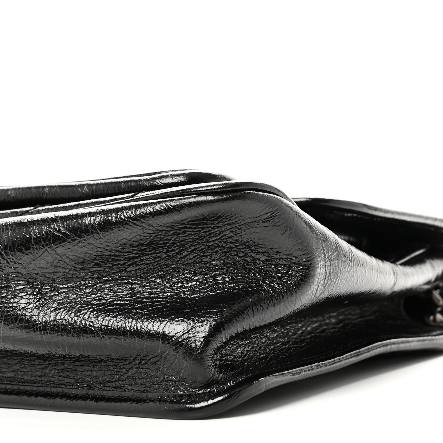 Crinkled Calfskin Matelasse Monogram Medium Niki Chain Satchel Black