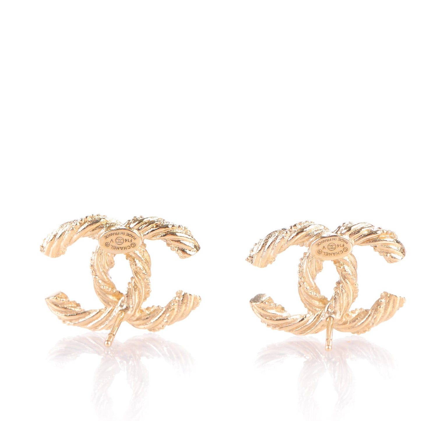 Crystal Twisted CC Earrings Gold