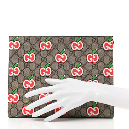 Gucci GG Supreme Monogram Apple Large Cosmetic Case Beige Multicolor Lobster Red 2 of 8