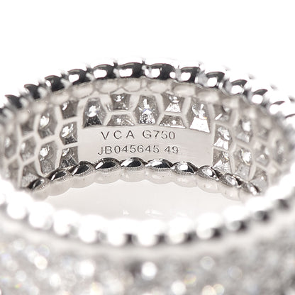 Van Cleef & Arpels 18K White Gold Diamond Perlee 3-Row Ring 49 4.75 4 of 5