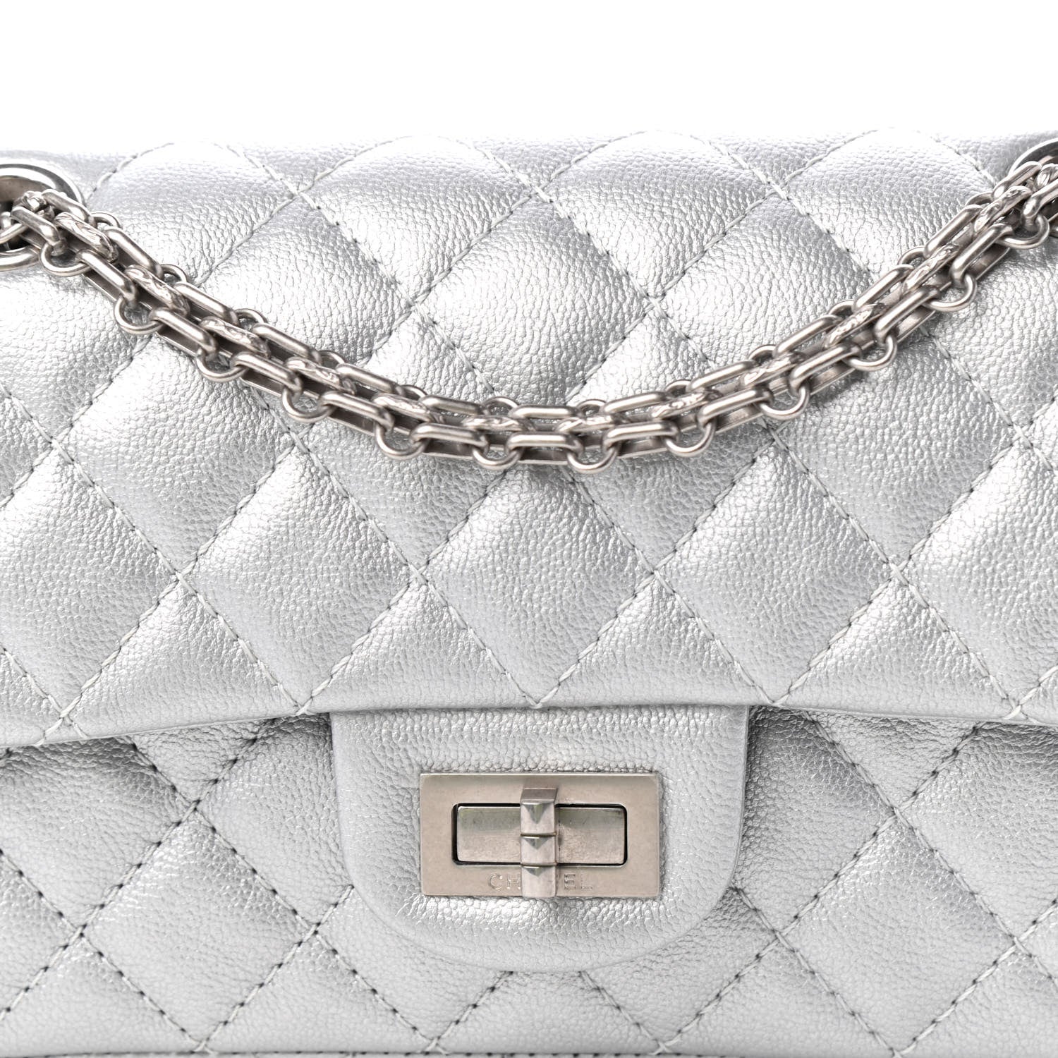 Chanel Metallic Grained Calfskin Quilted 2.55 Reissue Mini Flap Silver 10 of 11