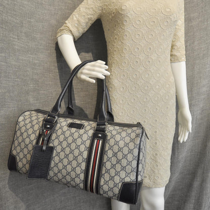 Gucci GG Supreme Monogram Web Large Carry On Duffle Bag Navy 2 of 9