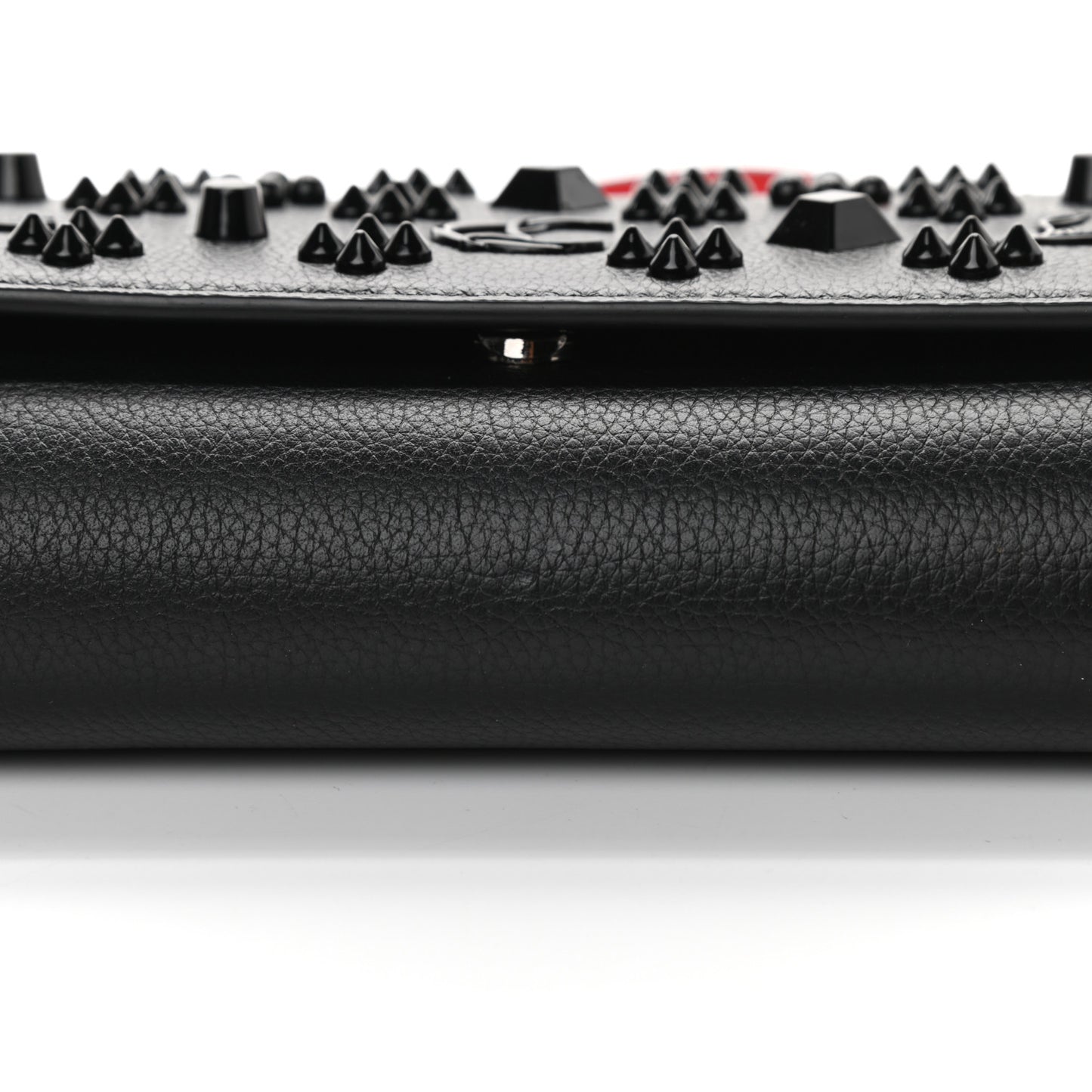 Calfskin Spikes Loubinthesky Paloma Clutch Black