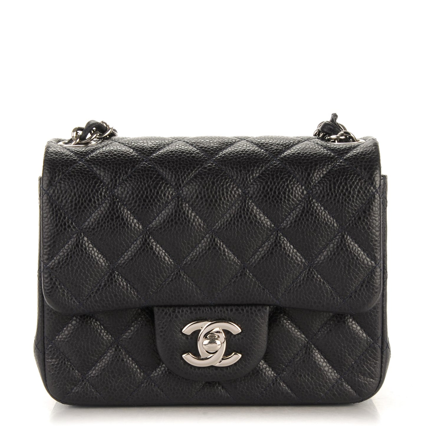 Caviar Quilted Mini Square Flap Navy