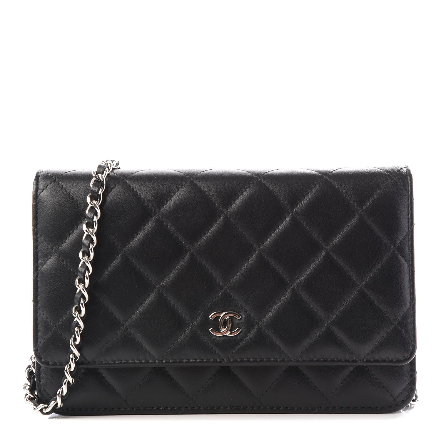 Chanel Lambskin Quilted Wallet On Chain WOC Black 1 of 11
