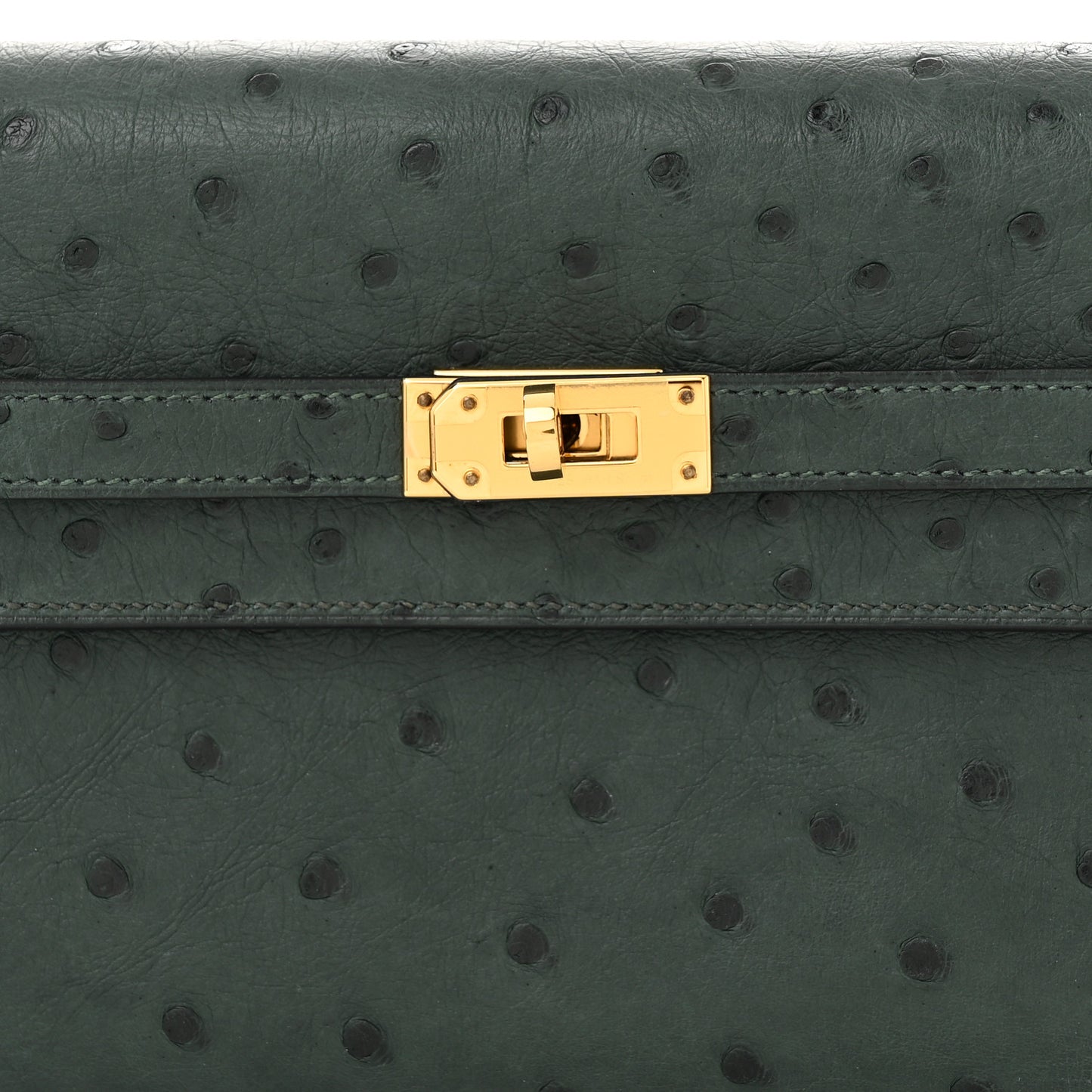 Ostrich Kelly Wallet To Go Vert Titien