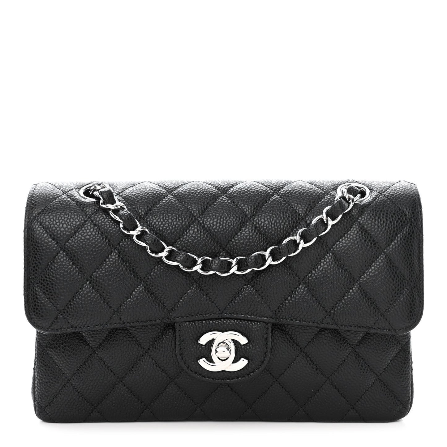 Caviar Quilted Small Double Flap Black