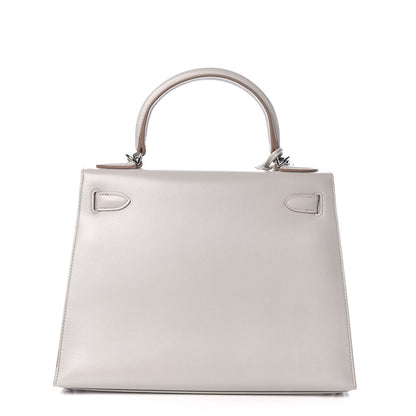 Hermes Tadelakt Kelly Sellier Guilloche 28 Gris Perle 5 of 36