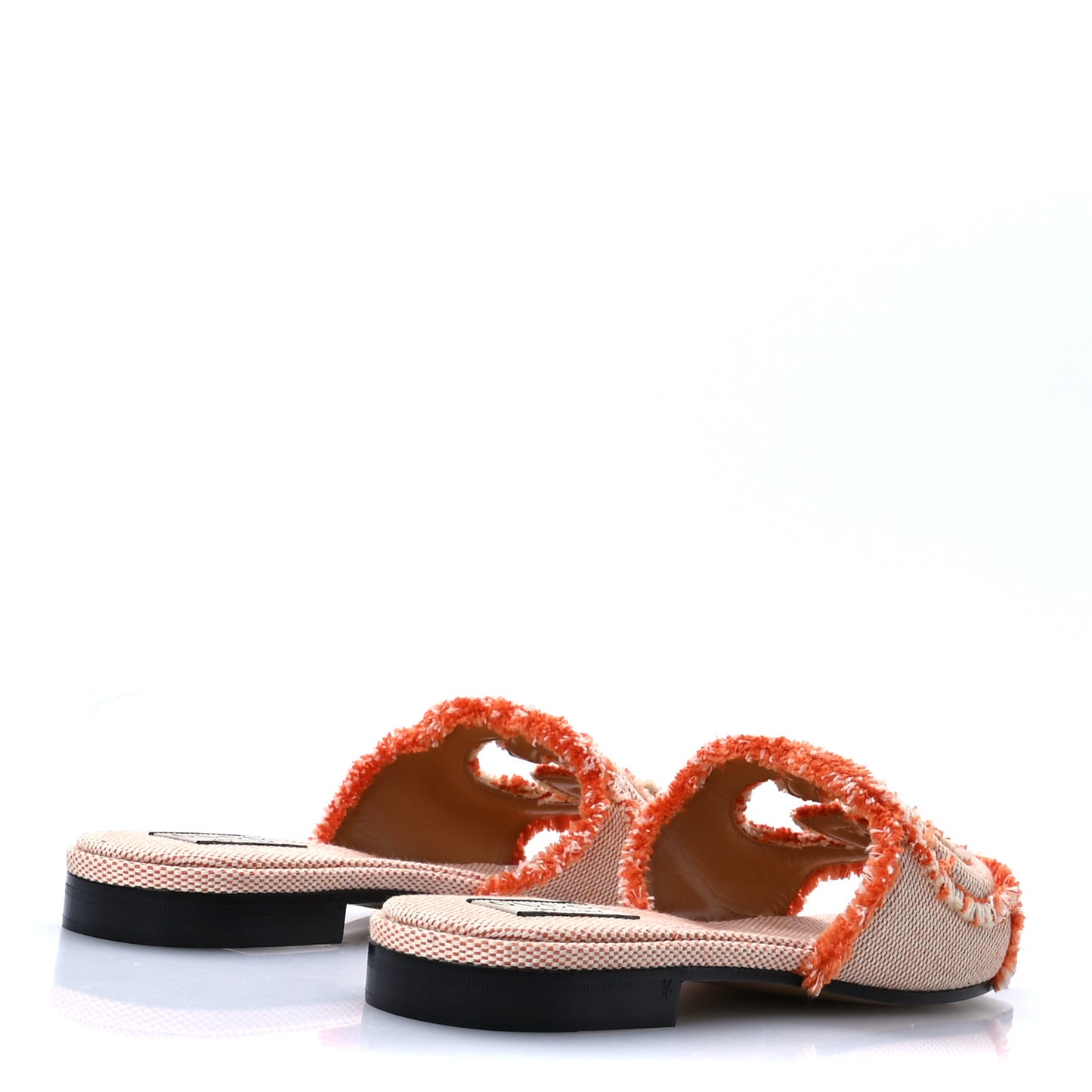 Canvas Interlocking G Bicolor Mountain Slide Sandals 38.5 Orange Natural