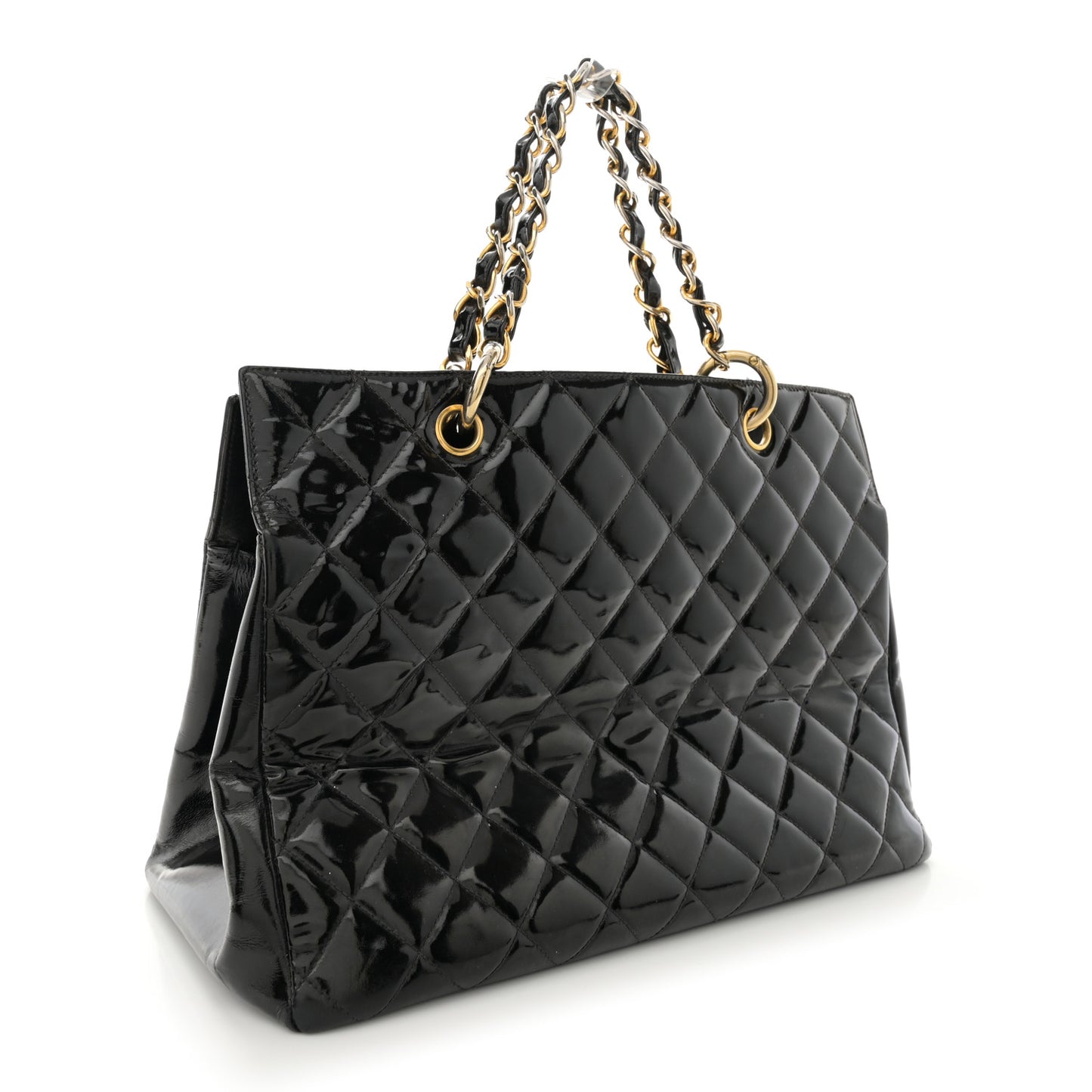 Patent Quilted Grand Shopping Tote GST Black
