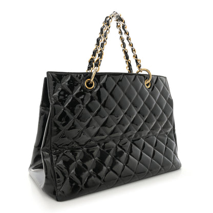 Chanel Patent Quilted Grand Shopping Tote GST Black 3 of 18