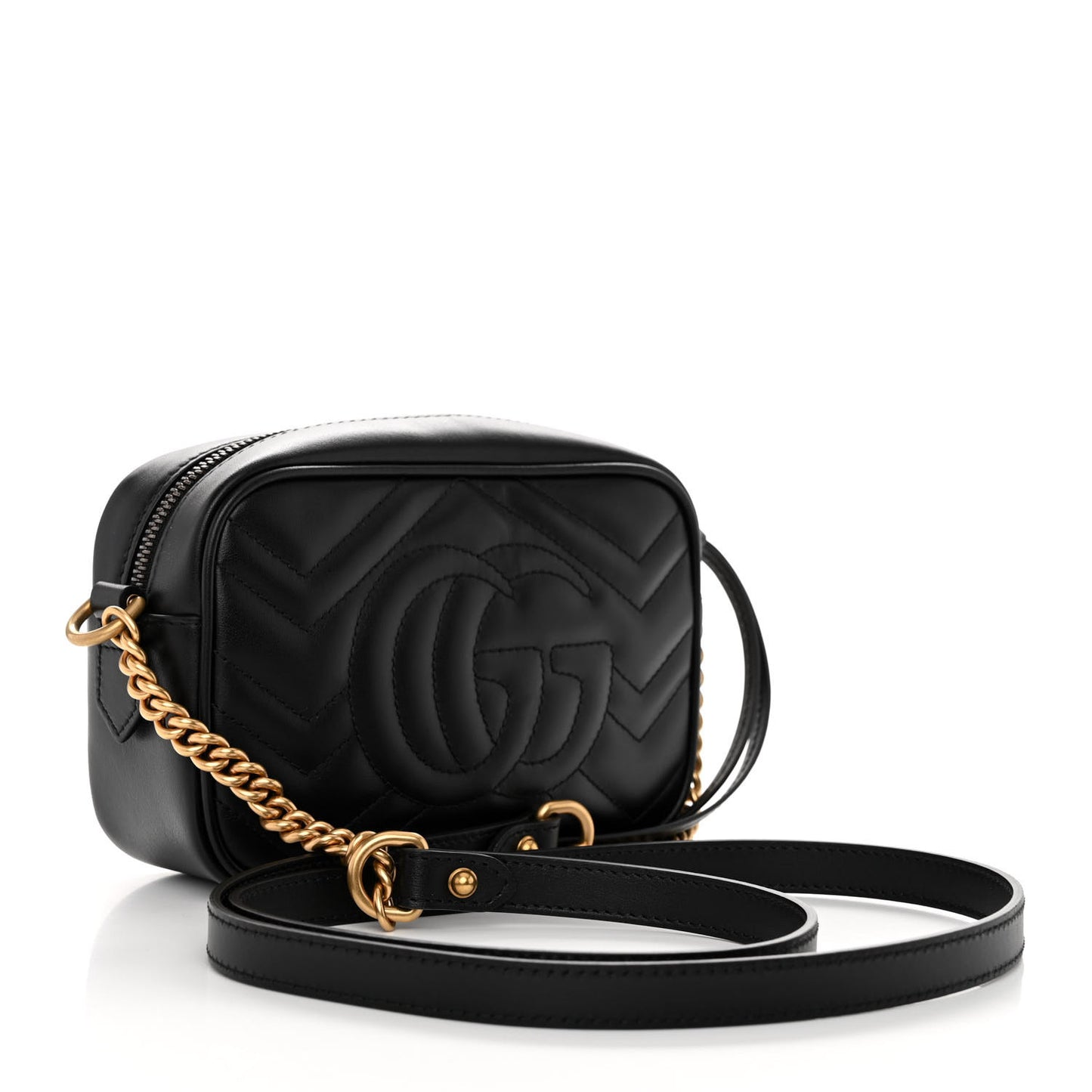 Calfskin Matelasse Mini GG Marmont Chain Shoulder Bag Black