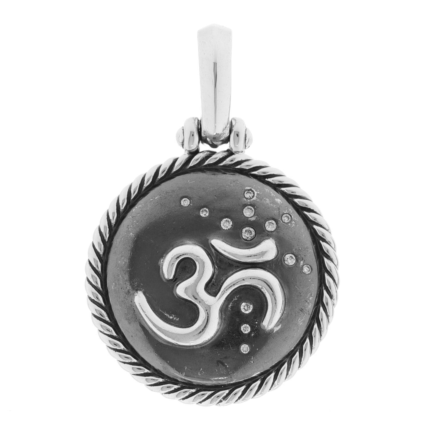 Sterling Silver Diamond Om Amulet Charm