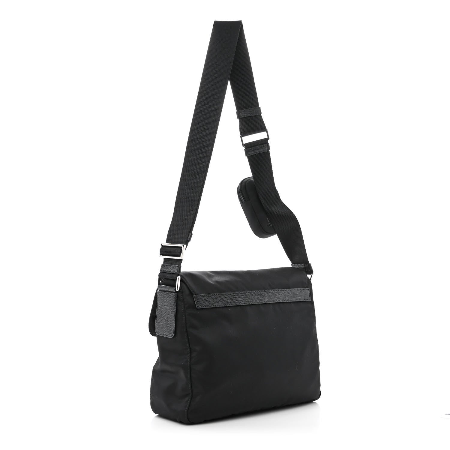 Prada Re-Nylon Vela Saffiano Pocket Single Buckle Messenger Shoulder Bag Black 3 of 12