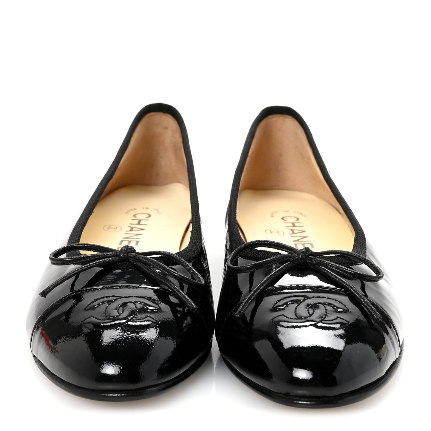 Patent Cap Toe Ballerina Flats 36 Black