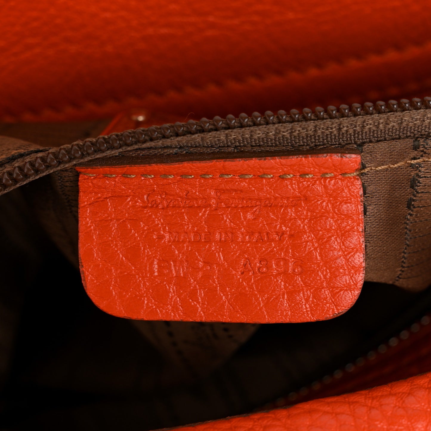 Grained Calfskin Large Sofia Satchel Sunset