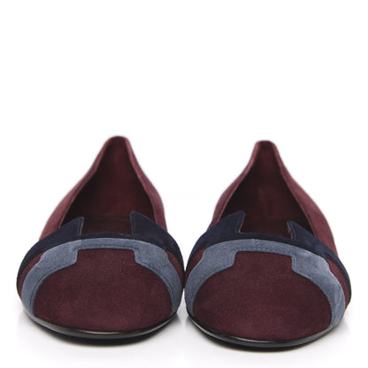 Hermes Suede Goatskin Nice Ballerina Flats 36.5 Bordeaux Navy Slate 2 of 7