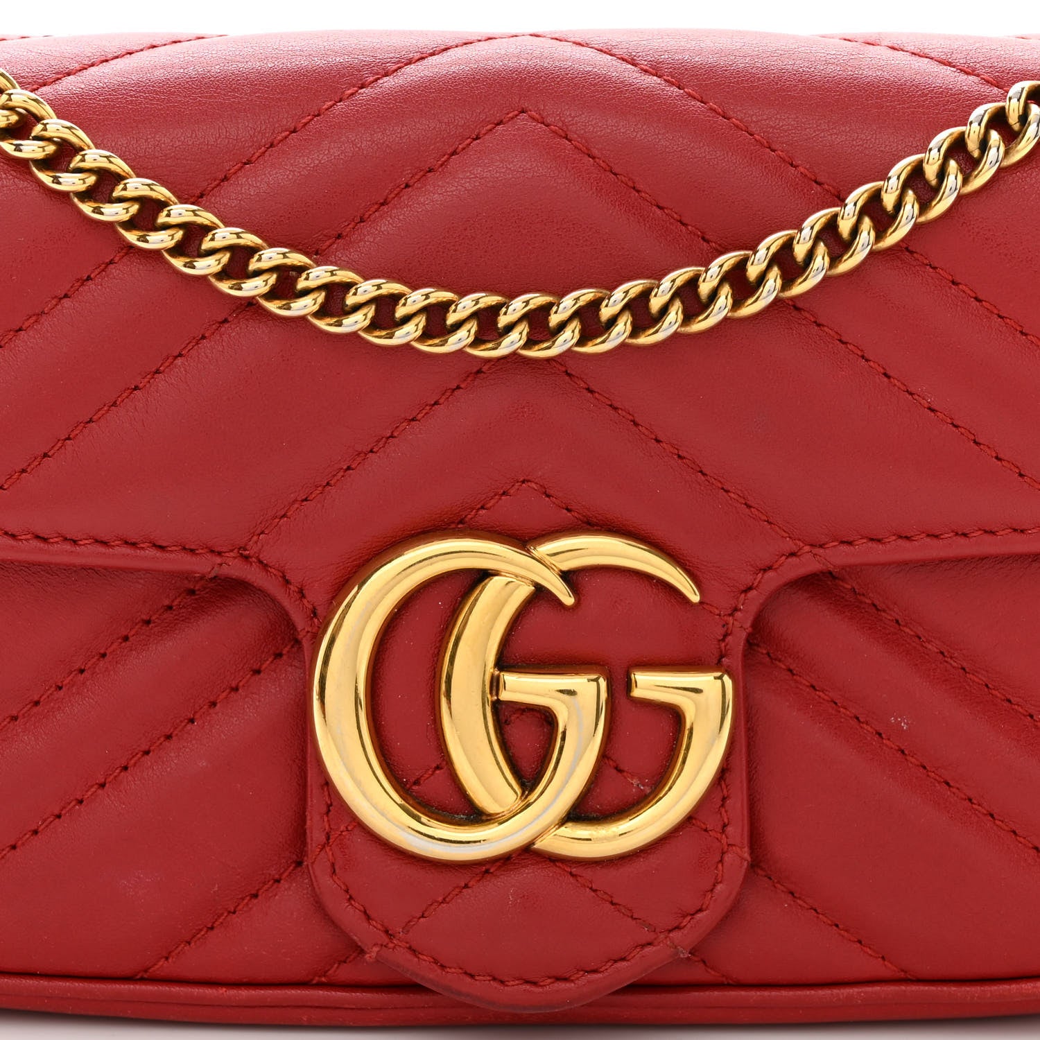 Gucci Calfskin Matelasse Super Mini GG Marmont Shoulder Bag Hibiscus Red 8 of 10