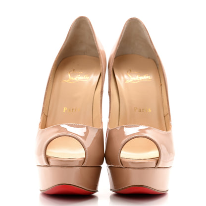 Christian Louboutin Patent Lady Peep 150 Pumps 38 Nude 2 of 12