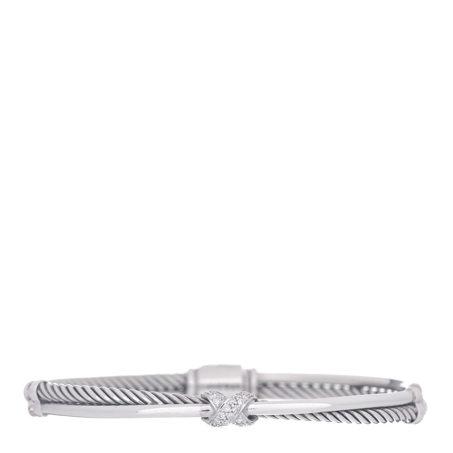 Sterling Silver Diamond 3mm Crossover X Bracelet