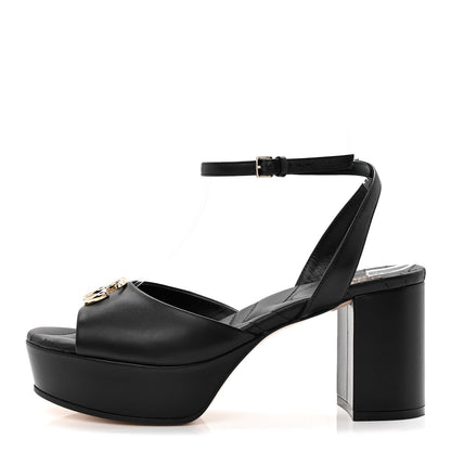 Gucci Calfskin GG Charlotte Ankle Wrap 30/85mm Platform Sandals 37.5 Black 1 of 10