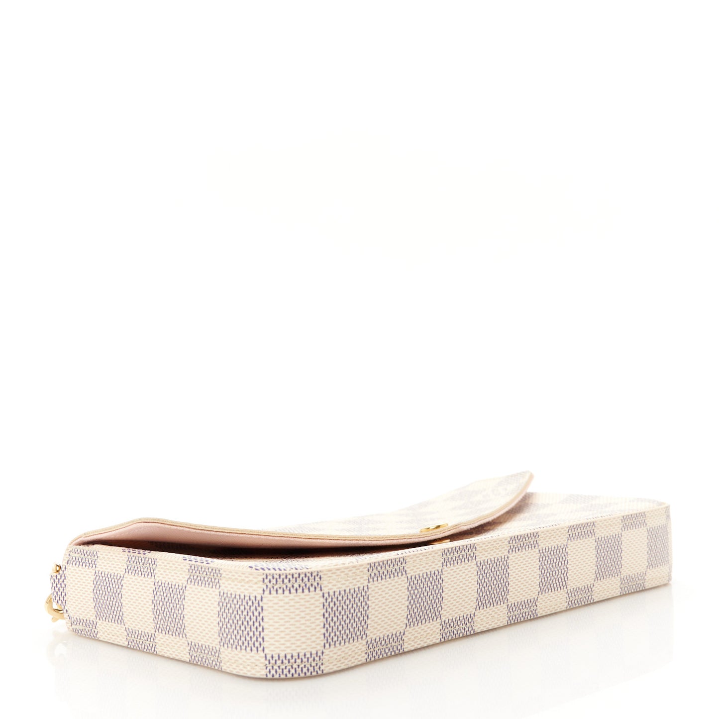 Damier Azur Pochette Felicie Chain Wallet Rose Ballerine