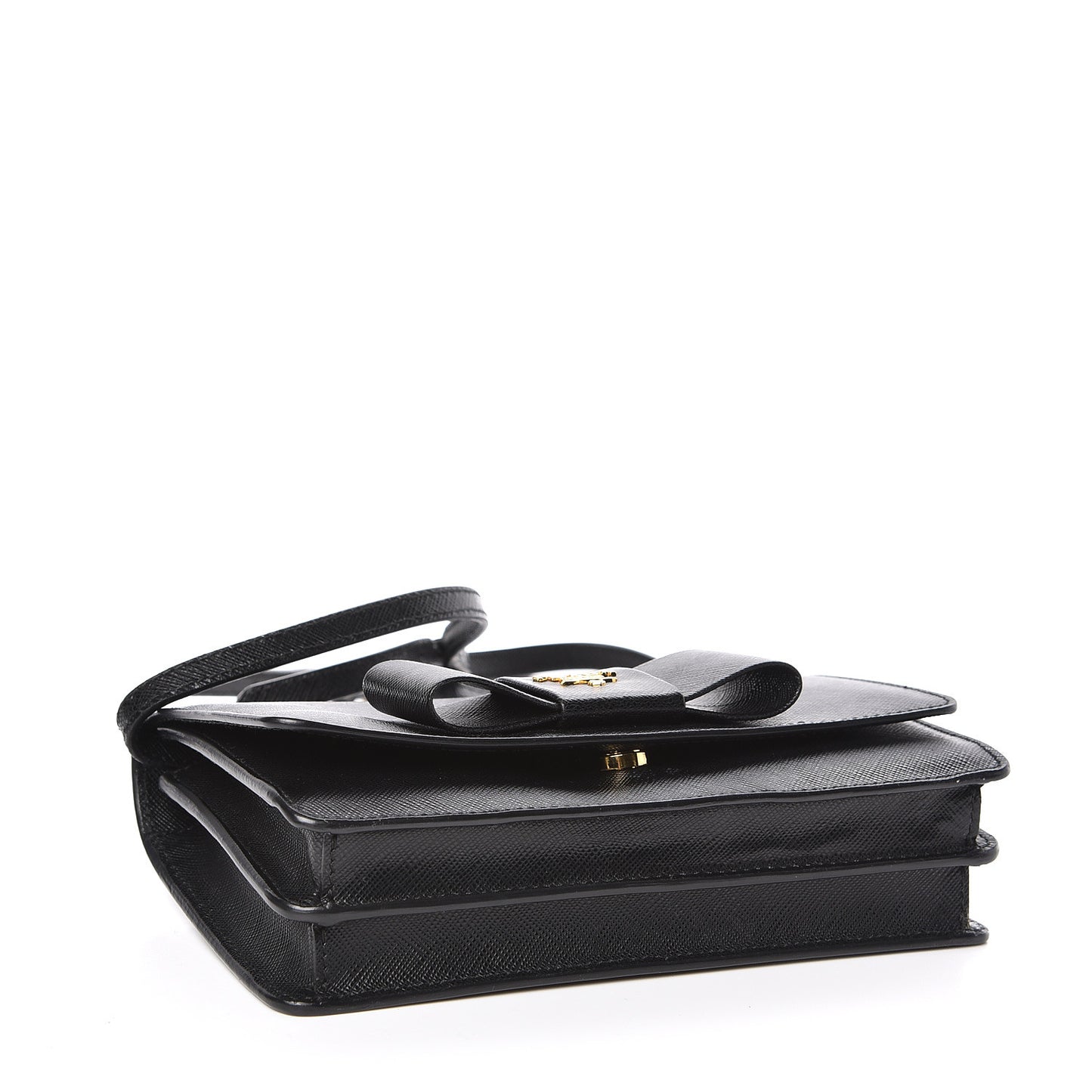 Saffiano Bow Flap Wallet Black