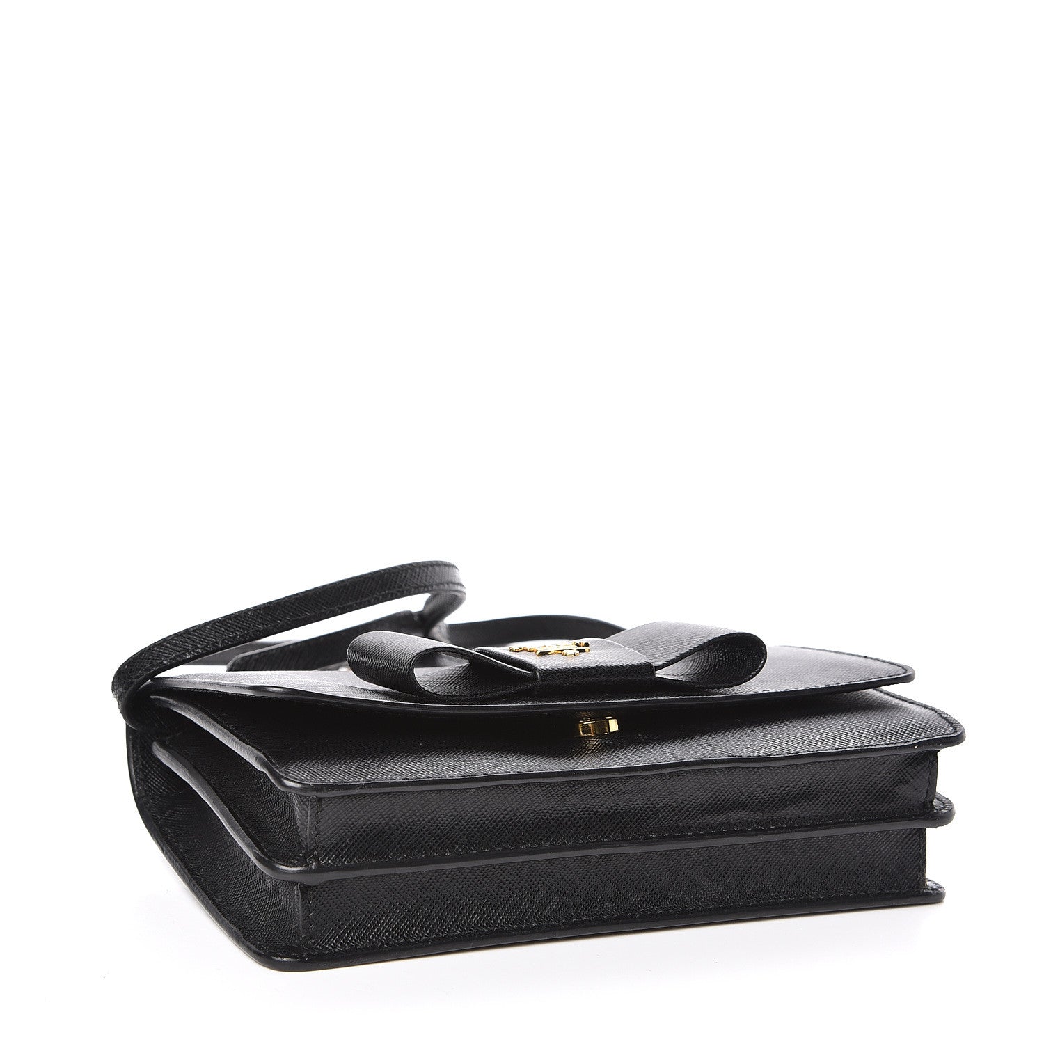 Prada Saffiano Bow Flap Wallet Black 4 of 9