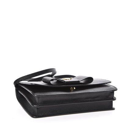 Prada Saffiano Bow Flap Wallet Black 4 of 9