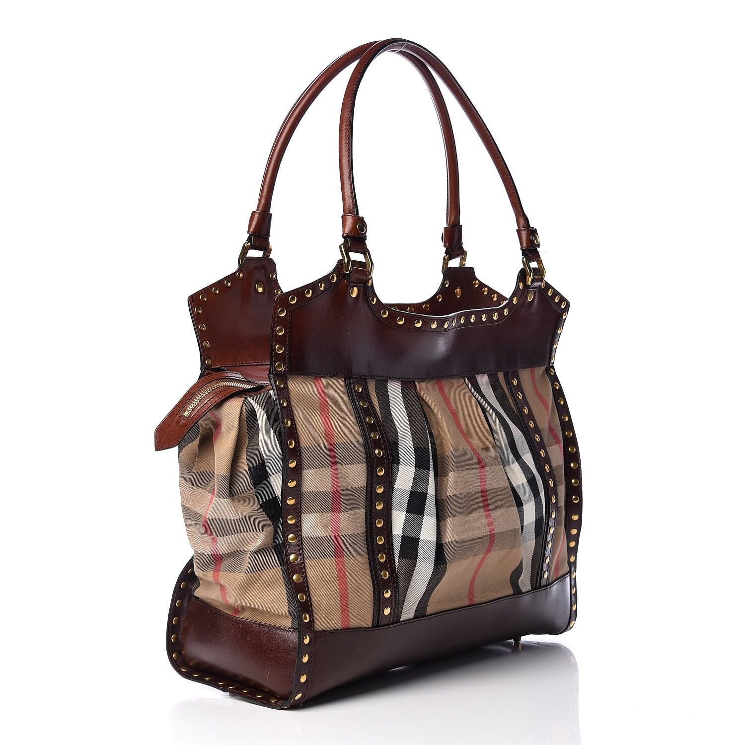 Burberry House Check Studded Large Greenham Tote Dark Tan 4 of 47