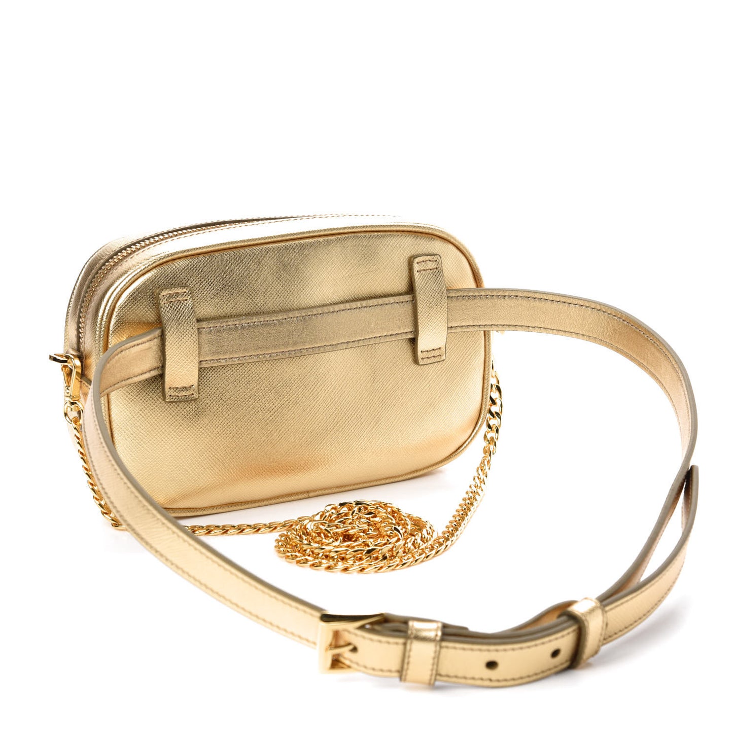 Metallic Saffiano Belt Bag Gold