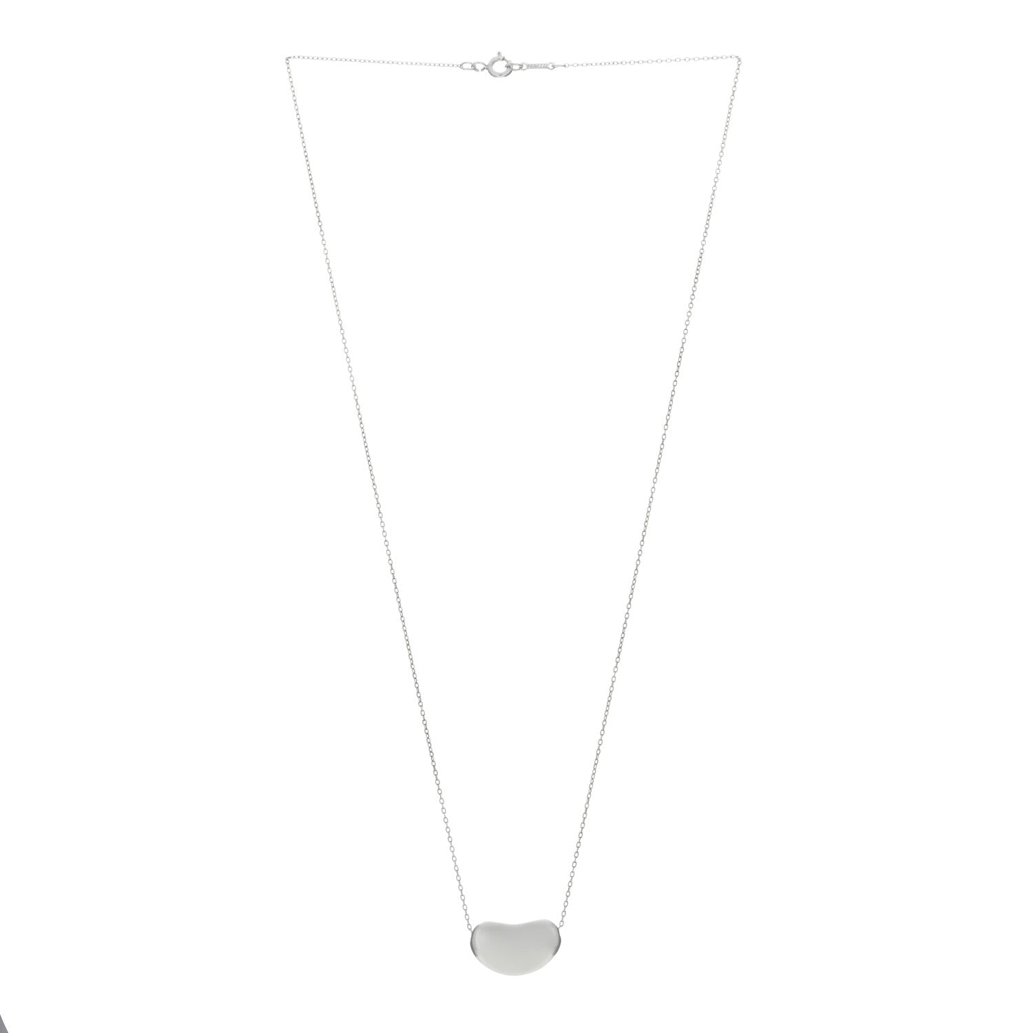 Tiffany Sterling Silver 19mm Elsa Peretti Bean Pendant Necklace 2 of 5