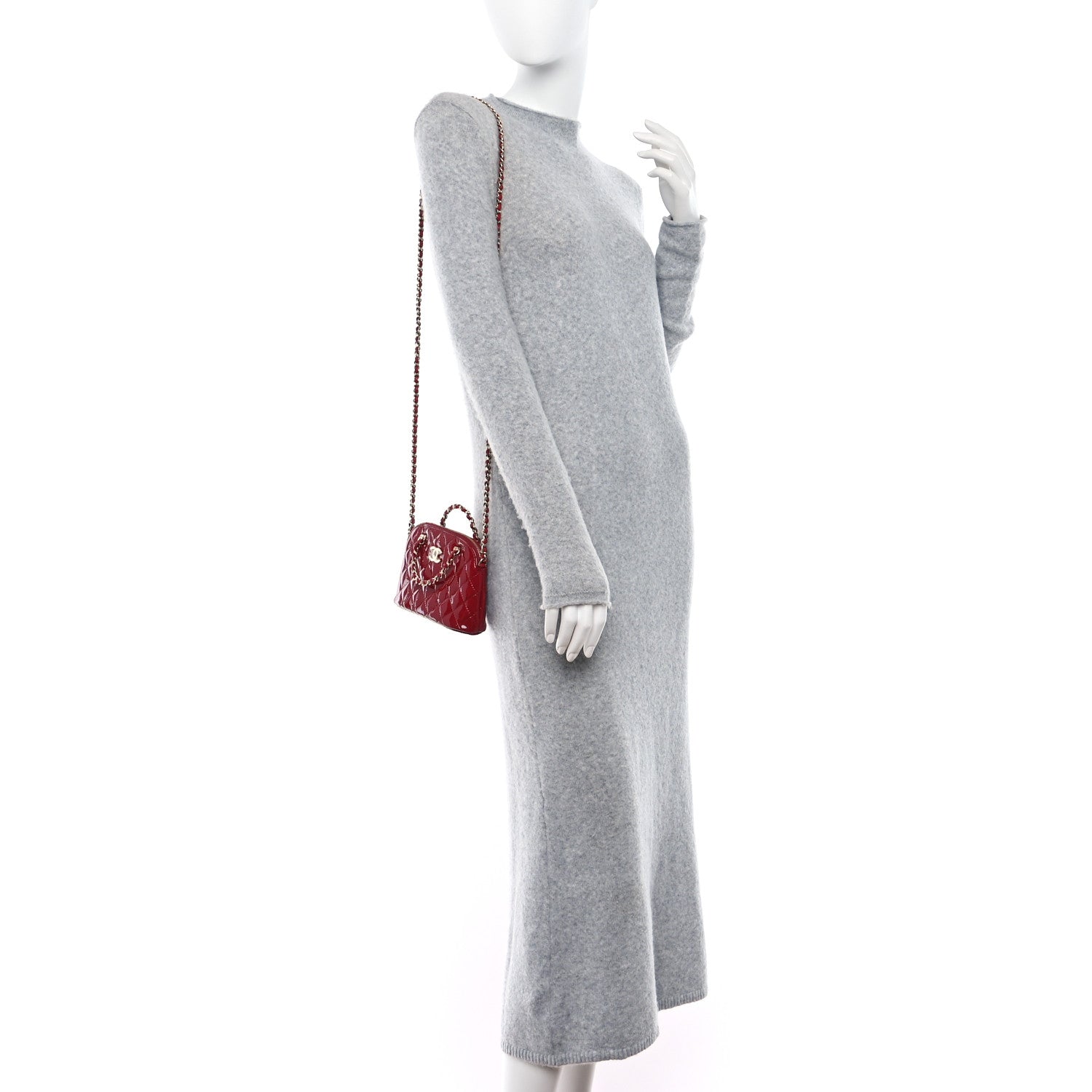 Chanel Patent Calfskin Quilted Shiny Coco Clutch With Chain Red 2 of 12