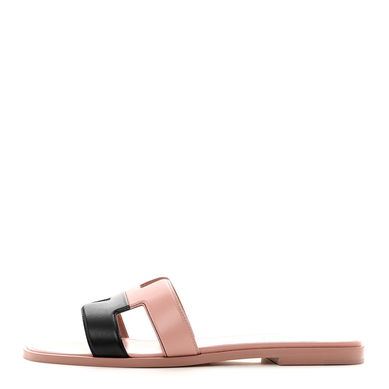 Hermes Box Calfskin Oran Sandals 39 Black Vieux Rose 1 of 9