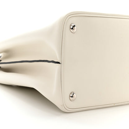 Prada Soft Calfskin Ribbon Tote White Black 9 of 10