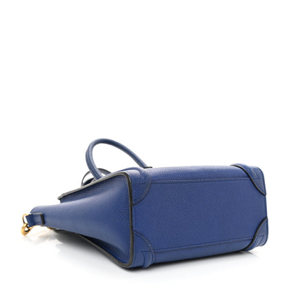 Celine Drummed Calfskin Nano Luggage Indigo 4 of 15
