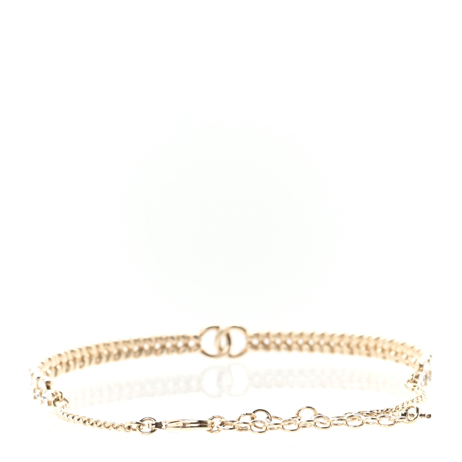 Chanel Crystal Sparkling Wheat CC Choker Necklace Gold 3 of 4
