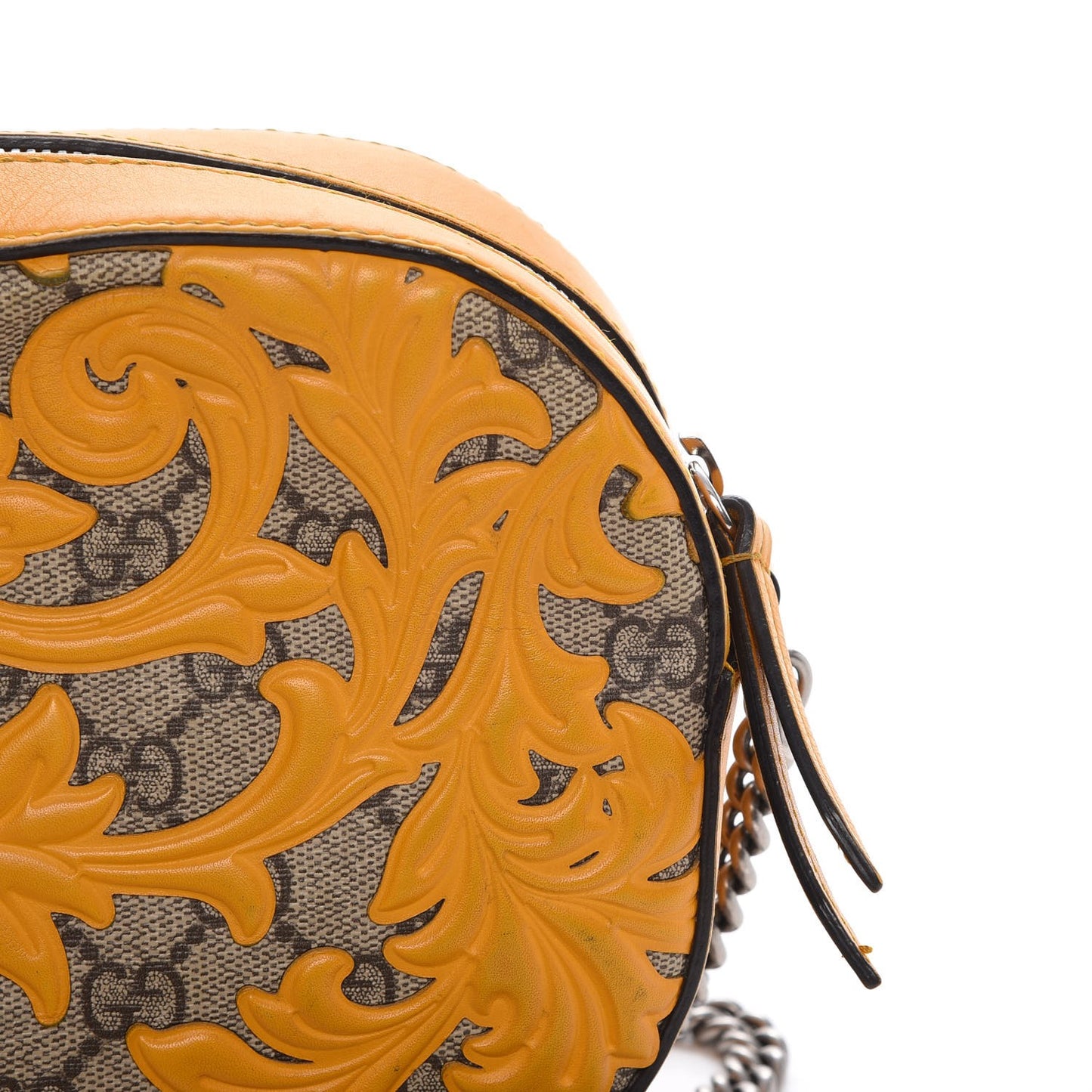 GG Supreme Monogram Arabesque Mini Chain Shoulder Bag Beige Yellow
