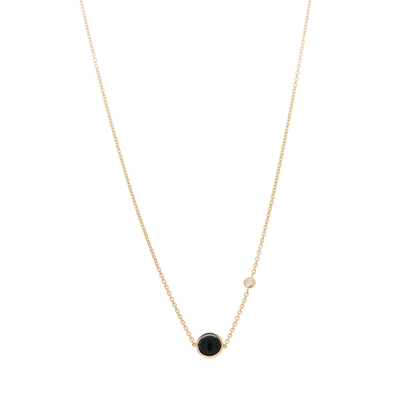 18K Rose Gold Diamond Black Onyx Possession Pendant Necklace