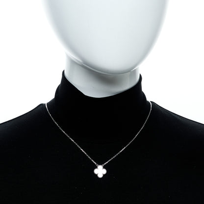 Van Cleef & Arpels 18K White Gold Mother Of Pearl Vintage Alhambra Pendant Necklace 2 of 6