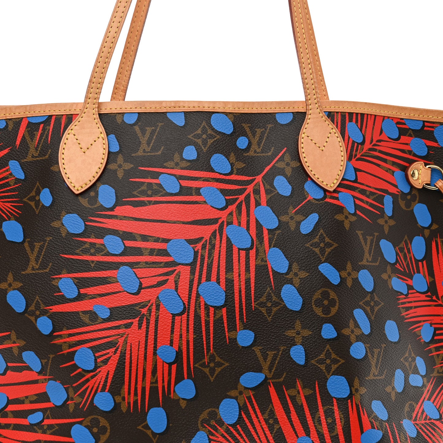 Monogram Jungle Dots Neo Neverfull MM Coquelicot Denim