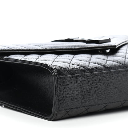Saint Laurent Grain De Poudre Textured Mixed Matelasse Triquilt Medium Monogram Satchel Black 9 of 10