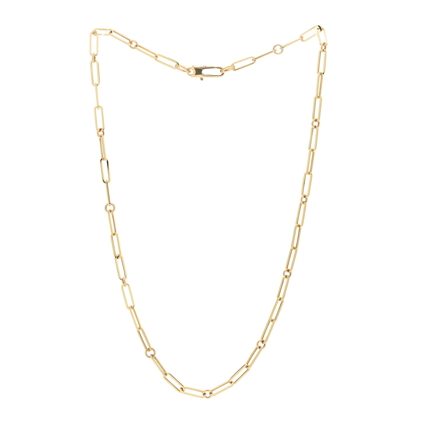 18K Yellow Gold Paper Clip Link Necklace