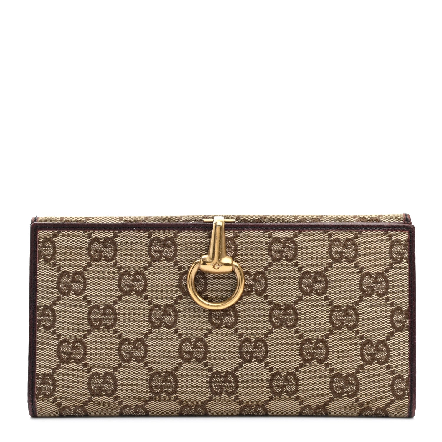 Gucci Monogram Horsebit Continental Wallet Dark Brown 1 of 11