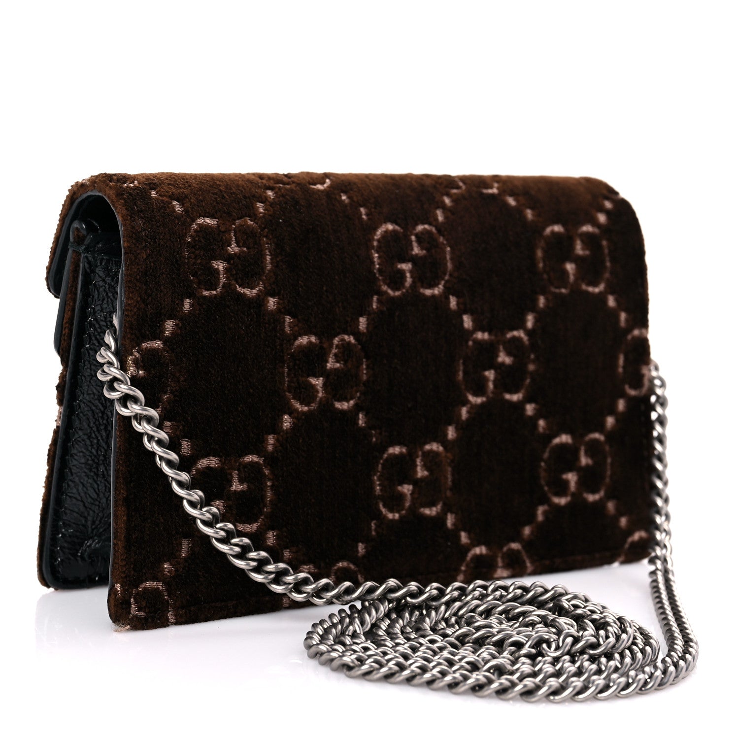 Gucci Velvet Skipper Crystal GG Monogram Super Mini Dionysus Shoulder Bag Brown Black Black Diamond 3 of 11