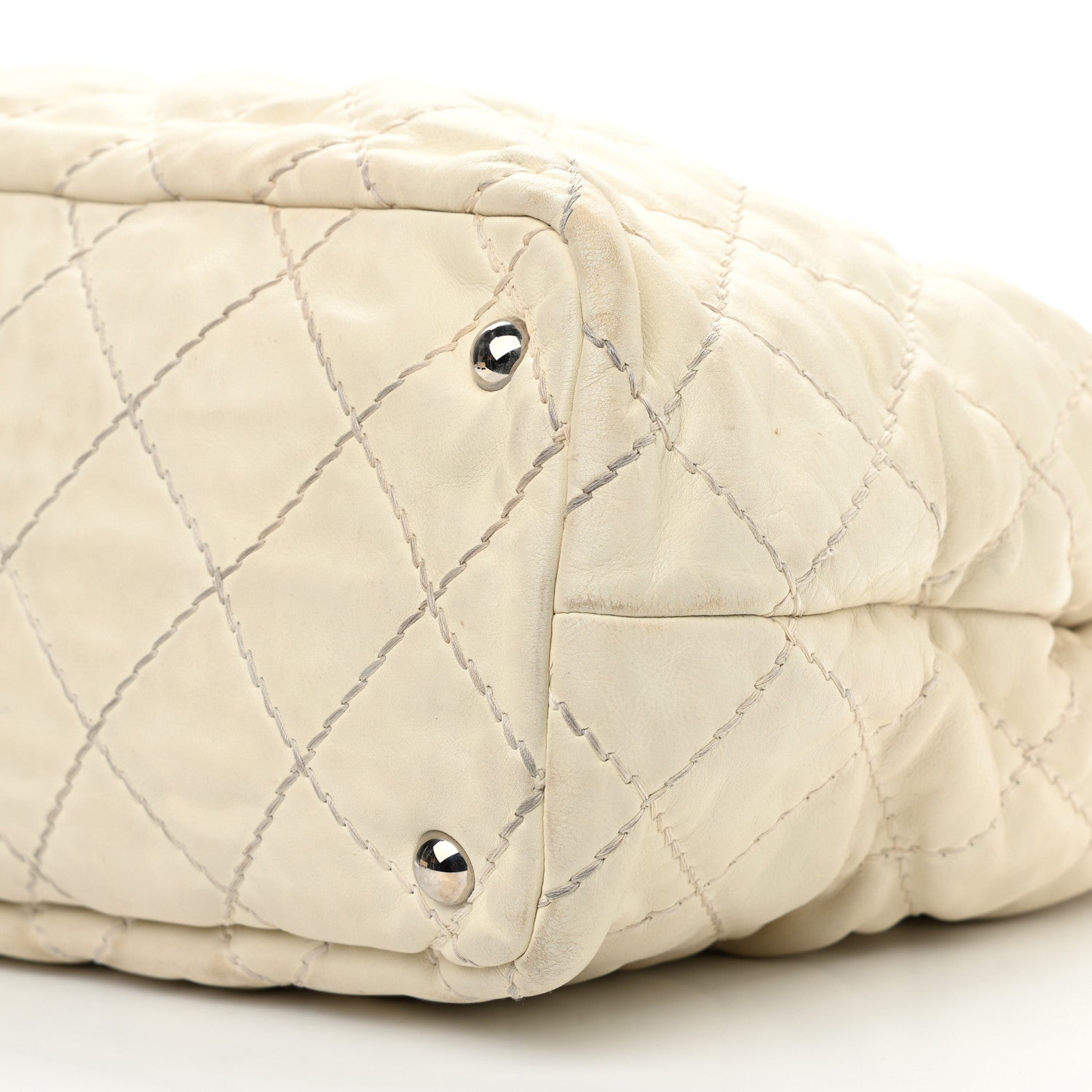 Chanel Calfskin Contrast Stitch Tote Beige 10 of 17