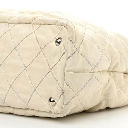 Chanel Calfskin Contrast Stitch Tote Beige 10 of 17
