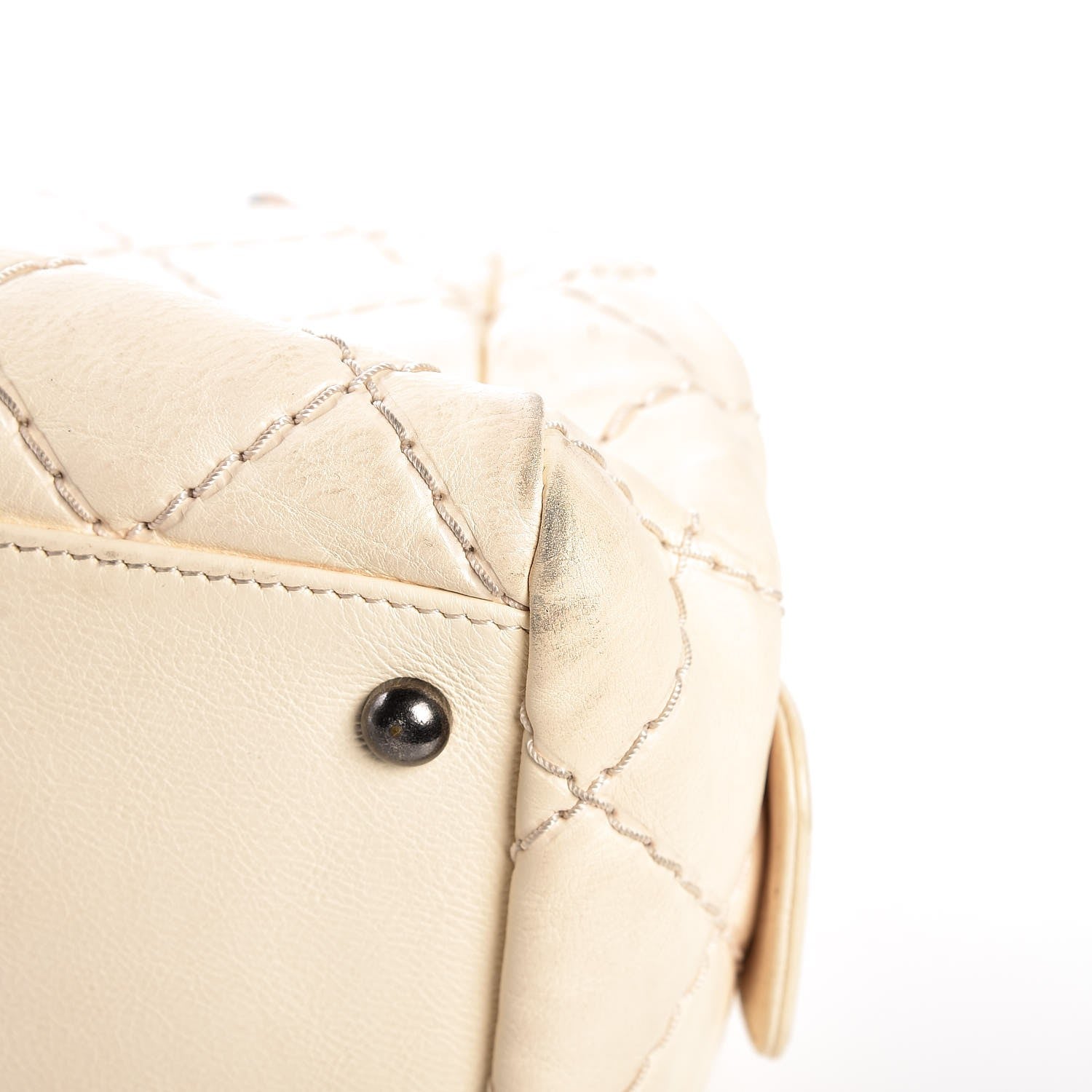 Chanel Calfskin Diamond Stitch It Bowling Bag Off White 14 of 19