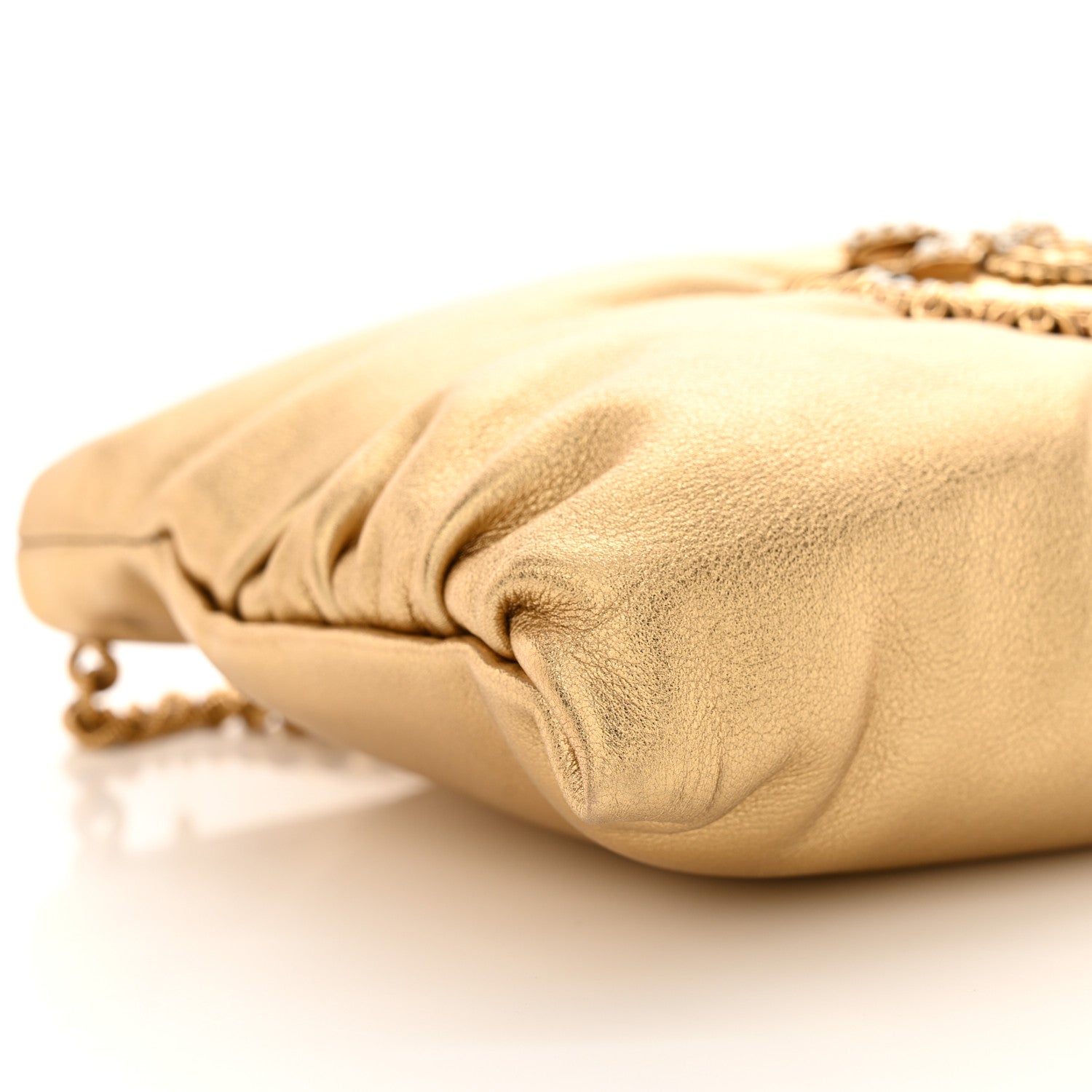 Dolce & Gabbana Calfskin Devotion Clutch With Chain Gold 8 of 10