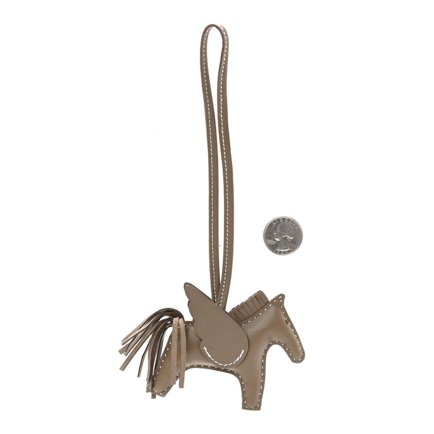 Hermes Milo Lambskin Grigri Rodeo Pegase Horse Bag Charm PM Etoupe 2 of 5